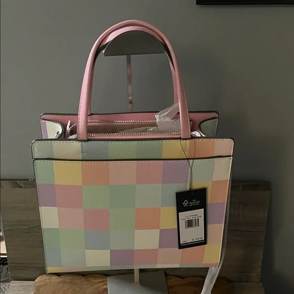 Karl Lagerfeld Pastel Checkered Tote Bag - Picture 6 of 12